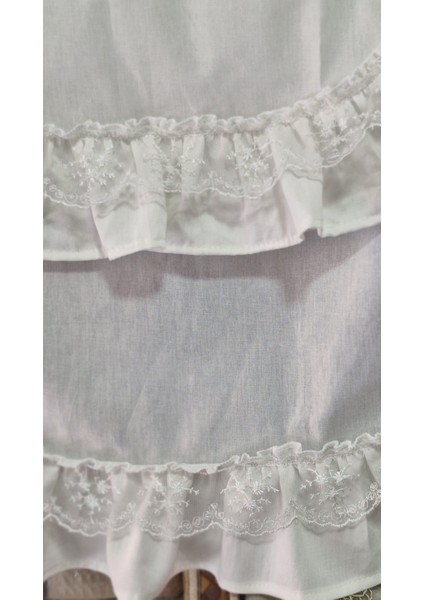 %100 Pamuk Saten ile Naturel Yumuşak Dokunuş Vintage Görünümlü Fırfırlı Güpürlü Runner 60CM x 99CM modelleri