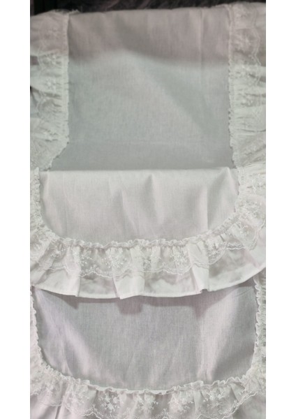 %100 Pamuk Saten ile Naturel Yumuşak Dokunuş Vintage Görünümlü Fırfırlı Güpürlü Runner 50CM x 80CM modelleri