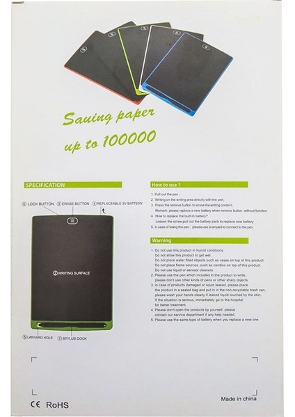 Dijital Kalemli Çizim Yazı Tahtası (Tablet) 8.5 Inc LCD Yazma Eğitim Tableti
