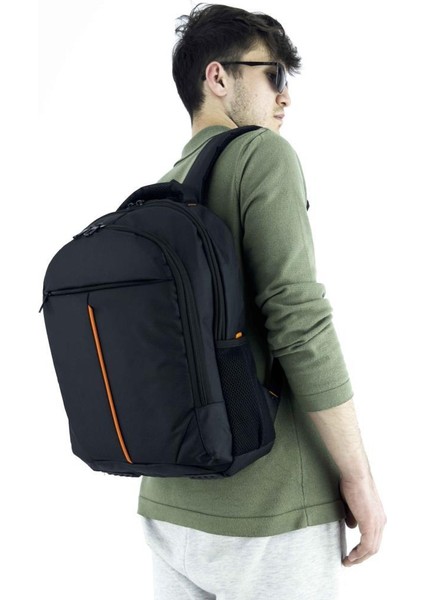 3 Bölmeli Sırt Çantası (Laptop Bölmeli) Siyah-Turuncu 5151 fırsatları