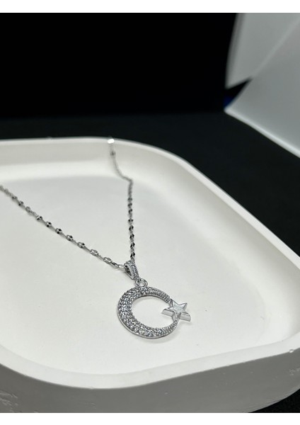 Türk Bayraklı Çelik Kolye Kararmaz ve Paslanmaz