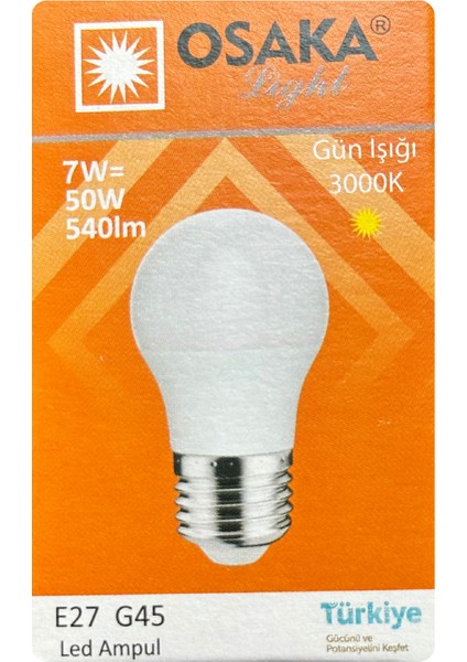 (6 adet) Osaka 7W (50W) Sarı IŞIK E27 DUYLU (Kalın Duy) LED Mini Ampul fiyatları