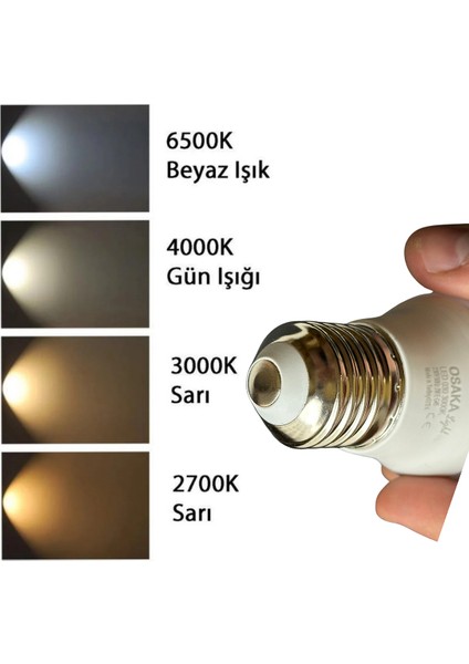 (8 adet) Osaka 7W (50W) Sarı IŞIK E27 DUYLU (Kalın Duy) LED Mini Ampul indirimleri