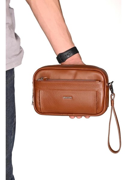 Grande Hakiki Deri Erkek El Çantası G2 Taba 4288