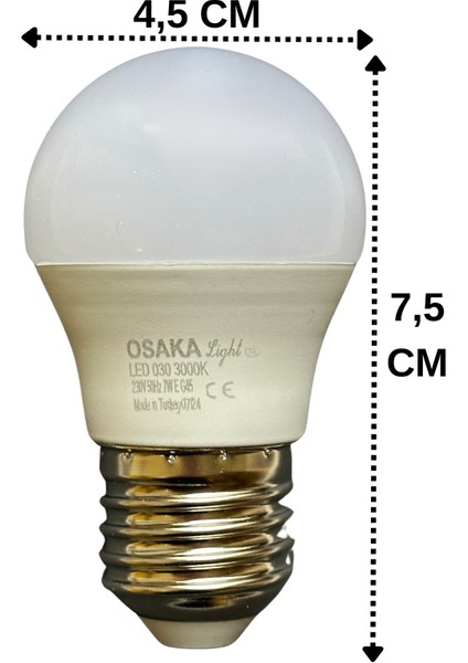 (10 adet) Osaka 7W (50W) Sarı IŞIK E27 DUYLU (Kalın Duy) LED Mini Ampul modelleri