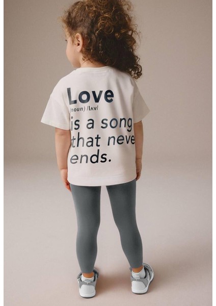 Disney Bambi Desenli Pamuklu Sırt Yazı Detaylı Kız Çocuk T-Shirt ve Tayt Takım 7-8 Yaş fiyatları