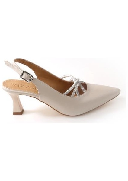 Wzy 02812 6 cm Topuklu Kadın Arkası Açık Stiletto Ayakkabı
