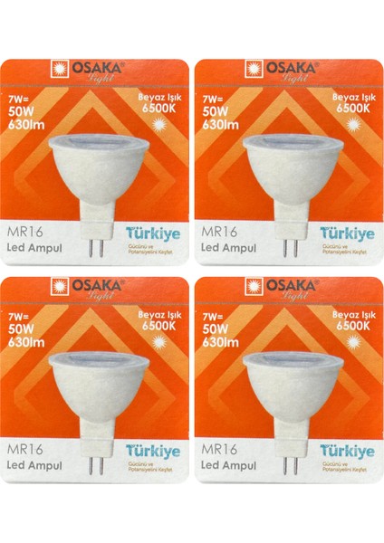 (4 adet) Osaka 7W (50W) Beyaz Işık (6500K) G4 DUYLU (Iğne Bacak) LED Çanak Ampul