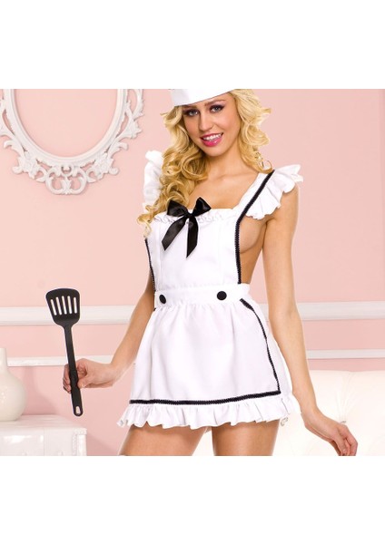 Modern Dikkat Çekici Beyaz Aşcı Model Gecelik Kombin Set