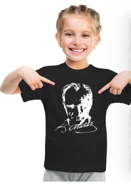Sıfır Yaka T-Shirt - %100 Pamuk Çocuk Atatürk Baskılı fiyatları