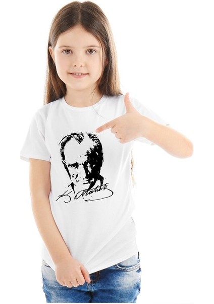 Sıfır Yaka T-Shirt - %100 Pamuk Çocuk Atatürk Baskılı fiyatları