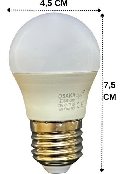 (3 adet) Osaka 7W (50W) Beyaz Işık (6500K) E27 DUYLU (Kalın Duy) LED Mini Ampul modelleri