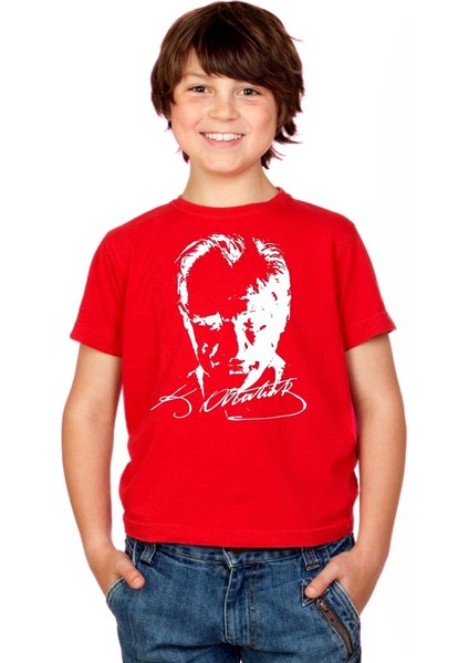 Sıfır Yaka T-Shirt - %100 Pamuk Çocuk Atatürk Baskılı fiyatları