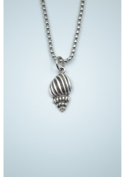 Minimal Deniz Kabuğu Örme Zincir Kolye - Gümüş Kaplama - Erkek Kadın Kolye - NO:1482
