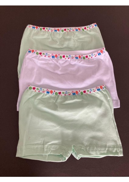 Tutku Kız Çocuk Yıldız Desenli Şort Külot 3’lü Set – Yeşil, Lila