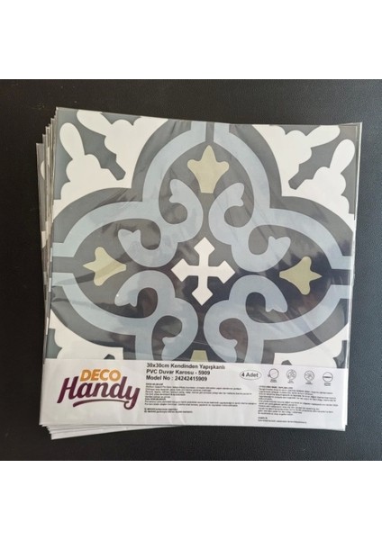 Decohandy Pvc Yer Karosu 30 x 30 cm 4'lü Paket - Çini Desen 0,36M2