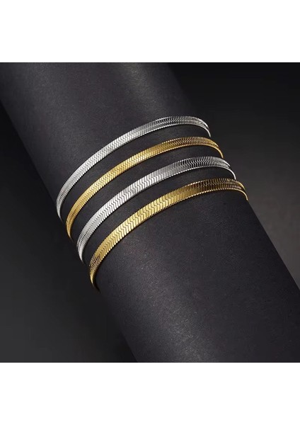 Paslanmaz Çelik Yılan Sırtı Italyan Ezme Zincir Unisex Bileklik 16+5 cm fırsatları