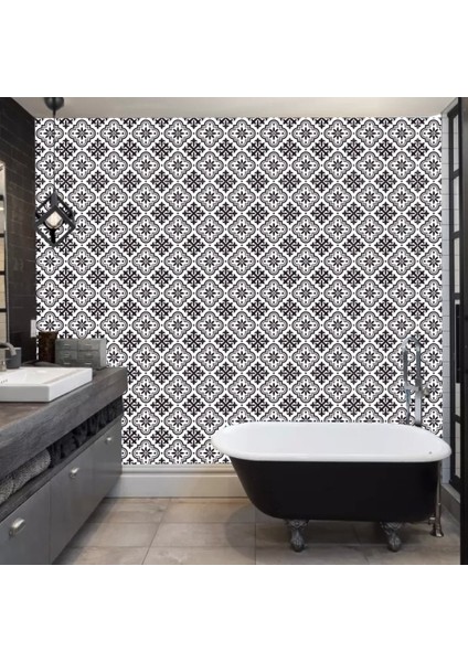 Decohandy Pvc Yer Karosu 30 x 30 cm 4'lü Paket - Siyah Beyaz Çini Desen 0,36M2 fiyatları