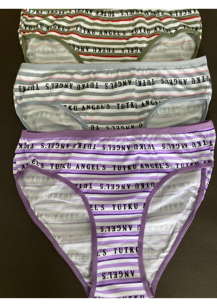 Tutku Kadın Bloom Bikini Külot 3’lü Set – Haki, Gri ve Lila Desenli Kombin
