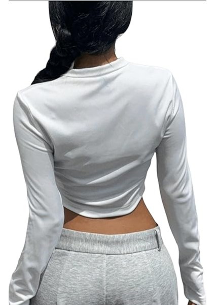 Gorglıtter Kadın 3 Parça Yarım Fermuarlı Tişört Seti Yaka Uzun Kollu Slim Fit modelleri