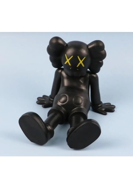 Oturan Kaws Figürü, Kaws Biblo, Kaws Heykel, Dekoratif Obje,siyah