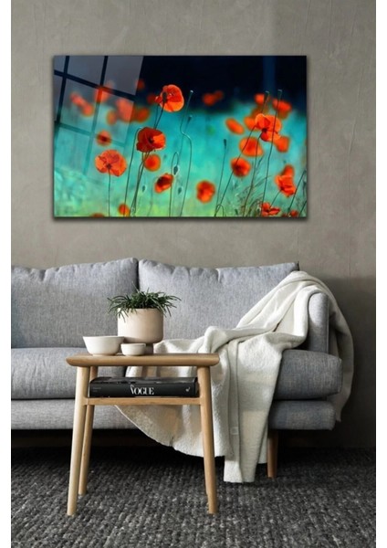 Gelincik Çiçekler Cam Tablo Duvar Dekarasyonu fiyatları