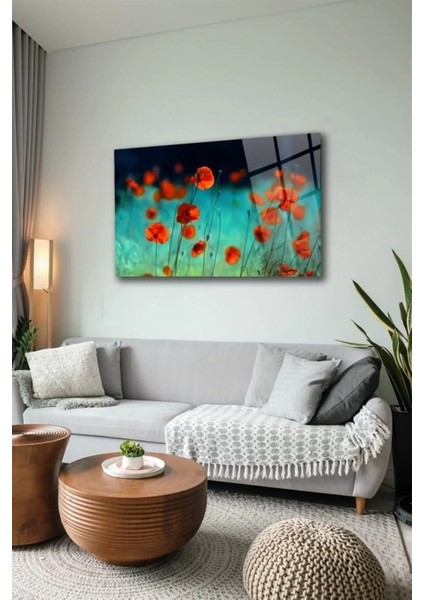 Gelincik Çiçekler Cam Tablo Duvar Dekarasyonu modelleri