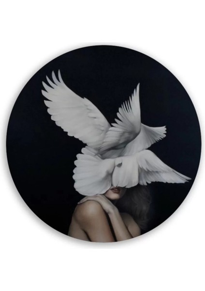 Kadın ve Güvercin Yuvarlak Cam Tablo modelleri