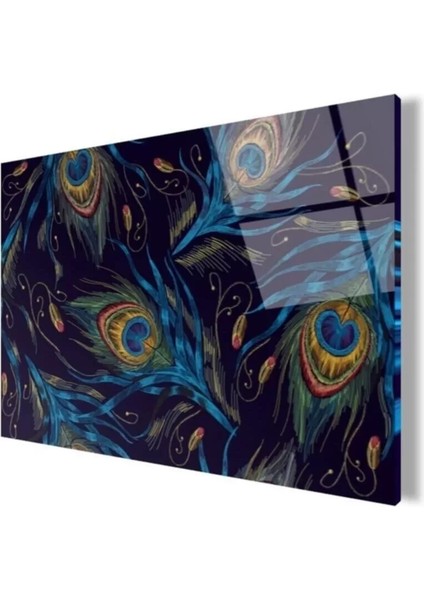 Tavuskuşu Tüyleri Cam Tablo 50 x 70 cm modelleri