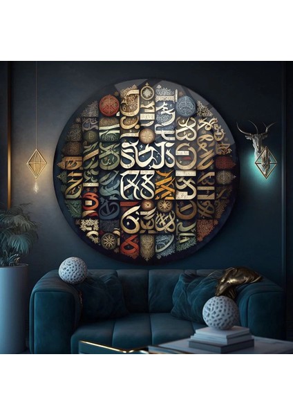 Tarihi Motifli Sanatsal Yuvarlak Cam Tablo modelleri