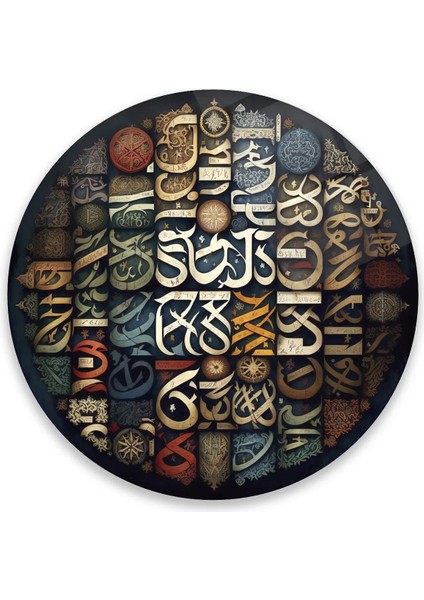 Tarihi Motifli Sanatsal Yuvarlak Cam Tablo fırsatları