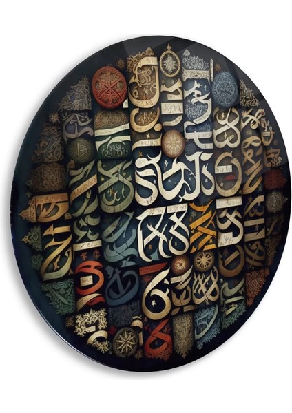 Tarihi Motifli Sanatsal Yuvarlak Cam Tablo indirimleri