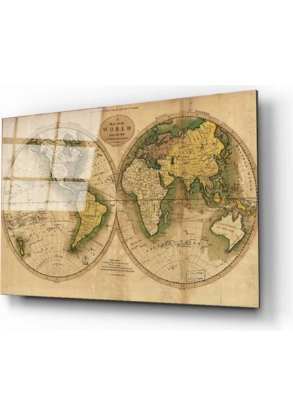 Dünya Haritası 12 Cam Tablo