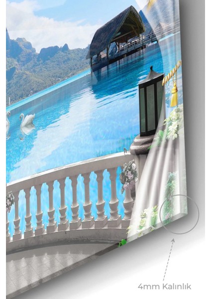 Pencere ve Doğa Manzarası | Manzara Temalı Cam Tablo | 50 x 70 cm