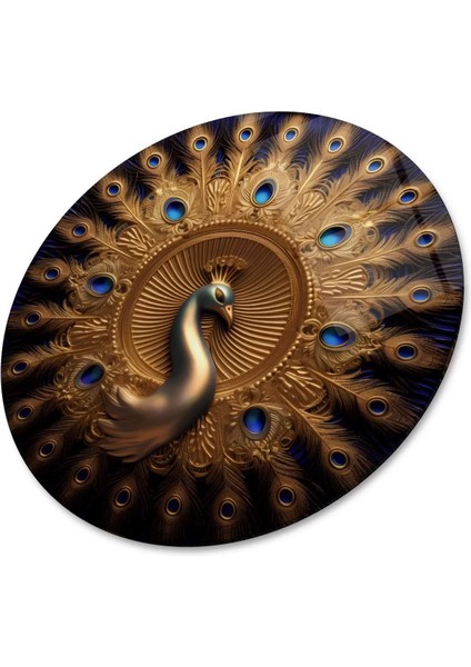 Gold Tavuz Kuşu Sanatsal Yuvarlak Cam Tablo fırsatları