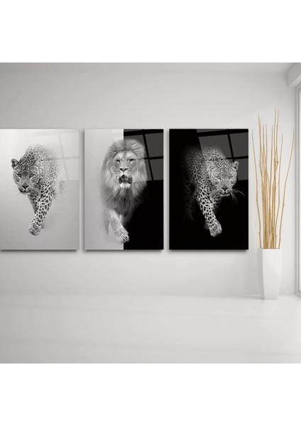 Kaplan ve Aslan Asalet Sanatsal Cam Tablo fırsatları