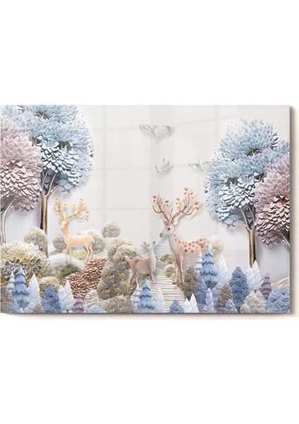 Geyikli Orman|doğa Temalı Cam Tablo | 50 x 70 cm