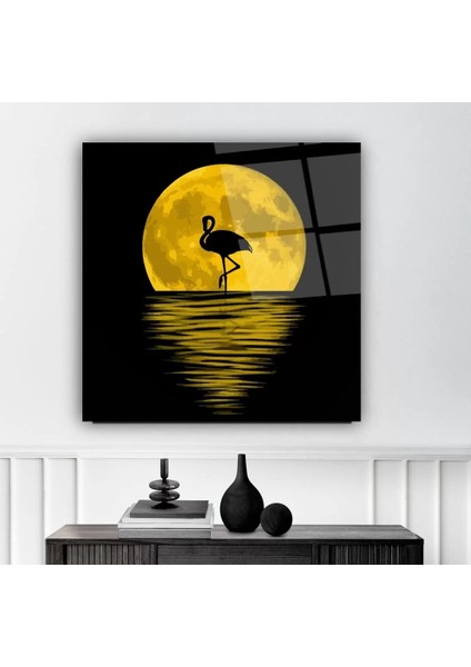 Gece Ay Işığında Dans Eden Kuğu Sanatsal Cam Tablo fırsatları