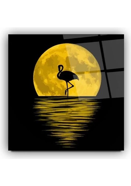 Gece Ay Işığında Dans Eden Kuğu Sanatsal Cam Tablo indirimleri