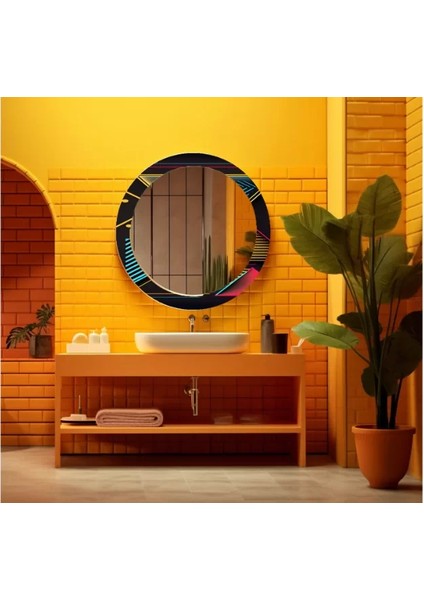 Dekorarif Desenli Yuvarlak Banyo-Salon Duvar Aynası 25