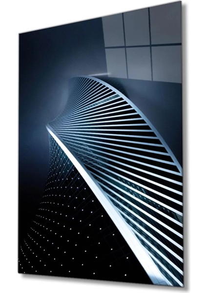 Geometrik Mimari Cam Tablo, Ev ve Ofis Duvar Dekoru Hediyelik Büyük Tablo Dayanıklı Cam