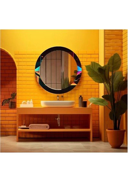 Dekorarif Desenli Yuvarlak Banyo-Salon Duvar Aynası 21