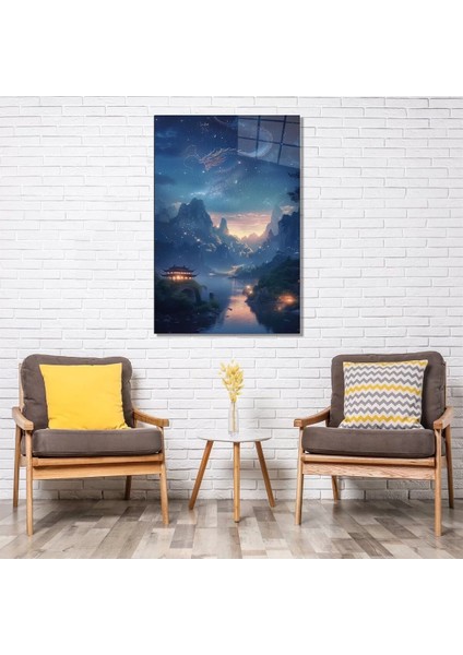 Geceye Sessiz Çığlık Cam Tablo Hediyelik Büyük Tablo Ev Ofis Dekoru