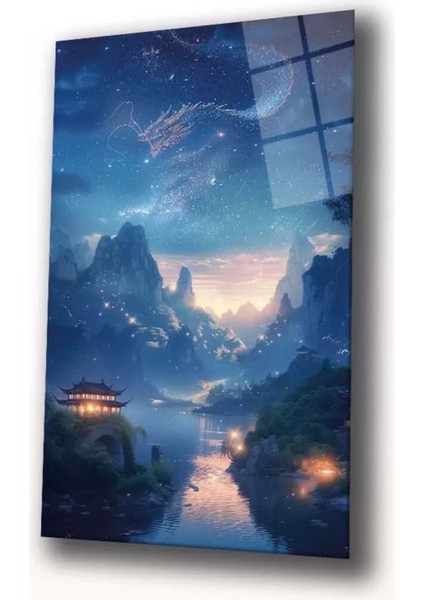 Geceye Sessiz Çığlık Cam Tablo Hediyelik Büyük Tablo Ev Ofis Dekoru fiyatları