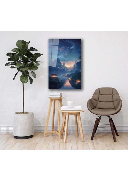 Geceye Sessiz Çığlık Cam Tablo Hediyelik Büyük Tablo Ev Ofis Dekoru modelleri