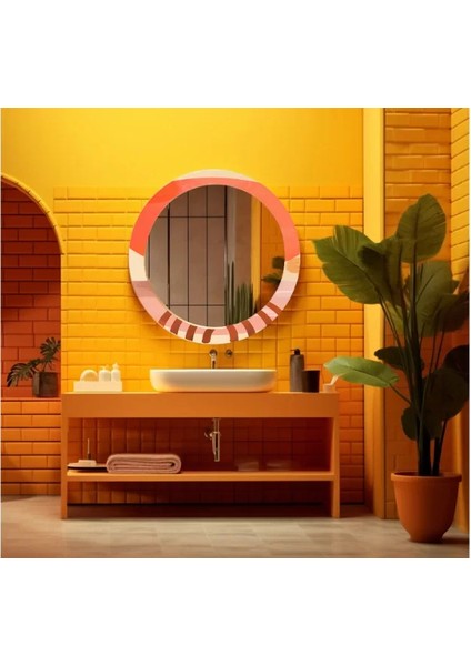 Dekorarif Desenli Yuvarlak Banyo-Salon Duvar Aynası 103