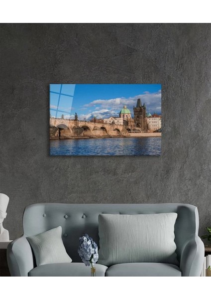 Eski Köprü Doğa Cam Tablo, Ev ve Ofis Duvar Dekoru, Hediyelik Büyük Temperli 4 mm Cam Tablo