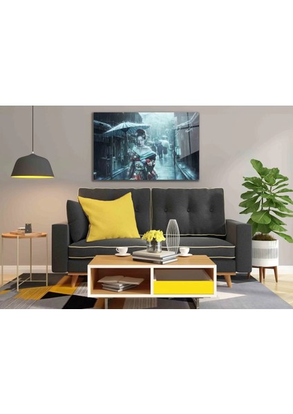 Marsilyan- Fütüristik Şemsiyeli Geyşa Cam Tablo fiyatları