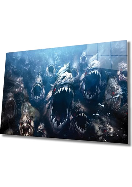 Marsilyan- Köpek Balıkları Cam Tablo Sharks