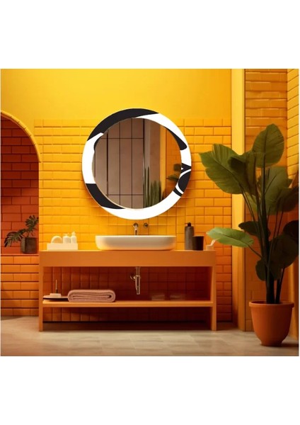 Dekorarif Desenli Yuvarlak Banyo-Salon Duvar Aynası 101